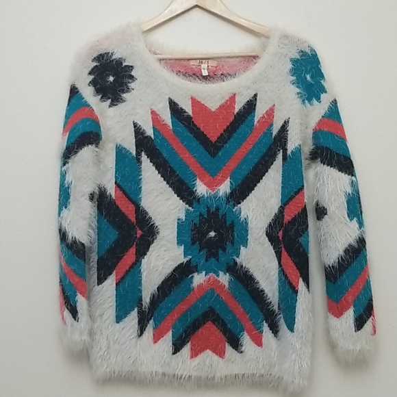 Boho Southwestern Fuzzy Soft Sweater Small - Picture 1 of 5